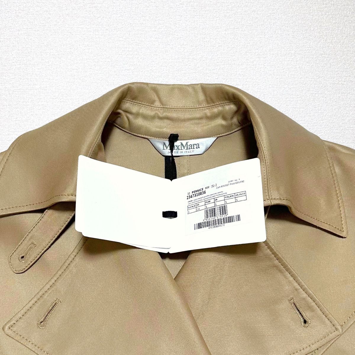 タグ付き未使用】MaxMara ピュア コットン ケープ PERNICE タグ付き未使用】MaxMara ピュア コットン ケープ PERNICE