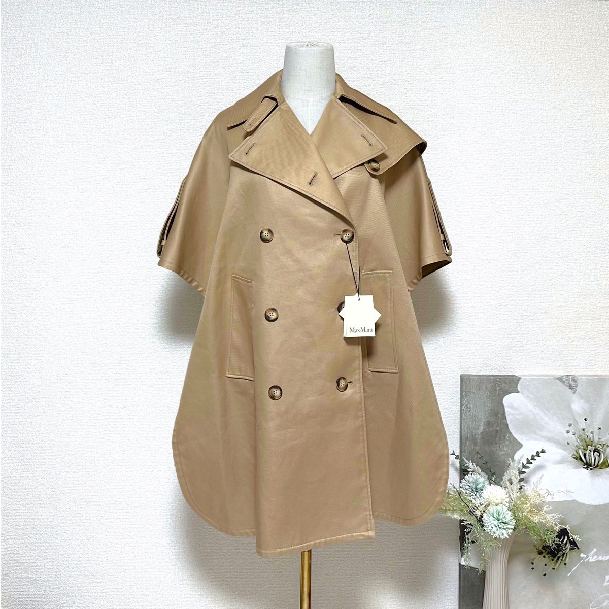タグ付き未使用】MaxMara ピュア コットン ケープ PERNICE タグ付き未使用】MaxMara ピュア コットン ケープ PERNICE