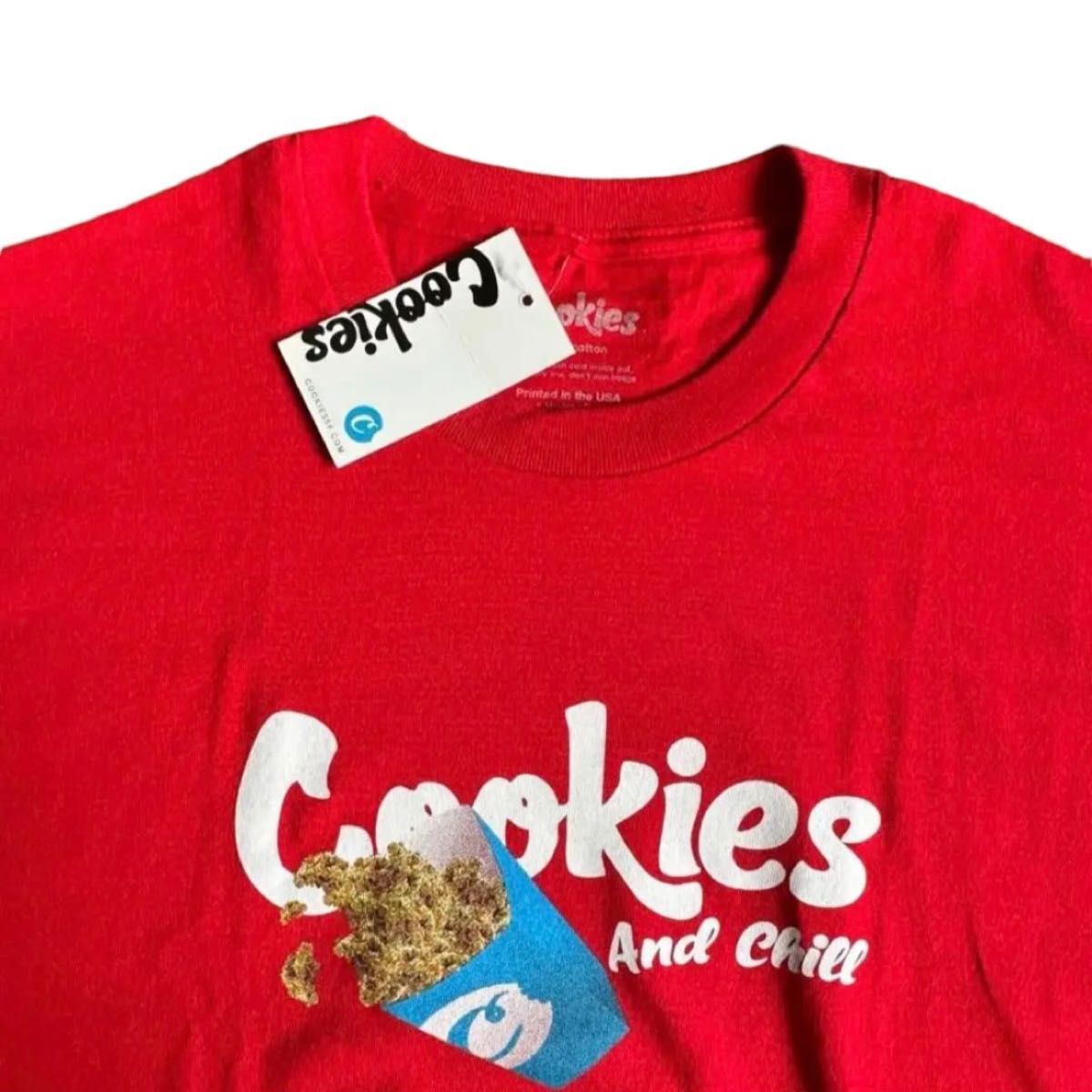 C&C Tee  Cookies クッキーズ　XL  赤　Tシャツ　タグ付き 半袖Tシャツ　cookies