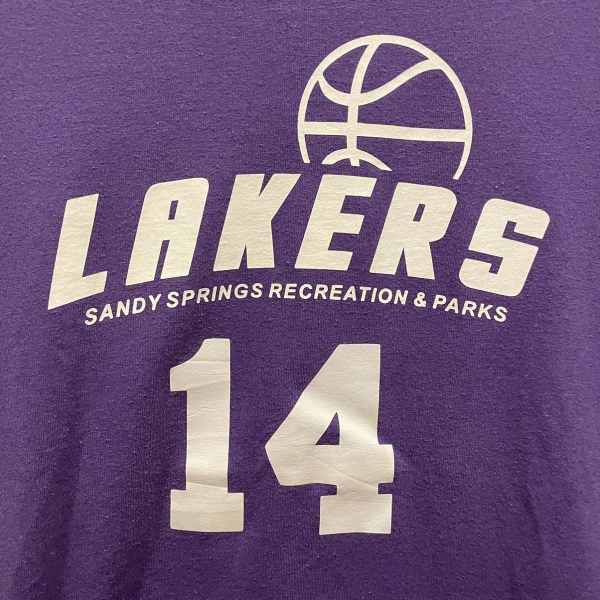 【00s】LAKERS レイカーズ NBA 14 Tシャツ 古着 ヴィンテージ プリントTシャツ ナンバリング バスケットボール バスケ_画像4