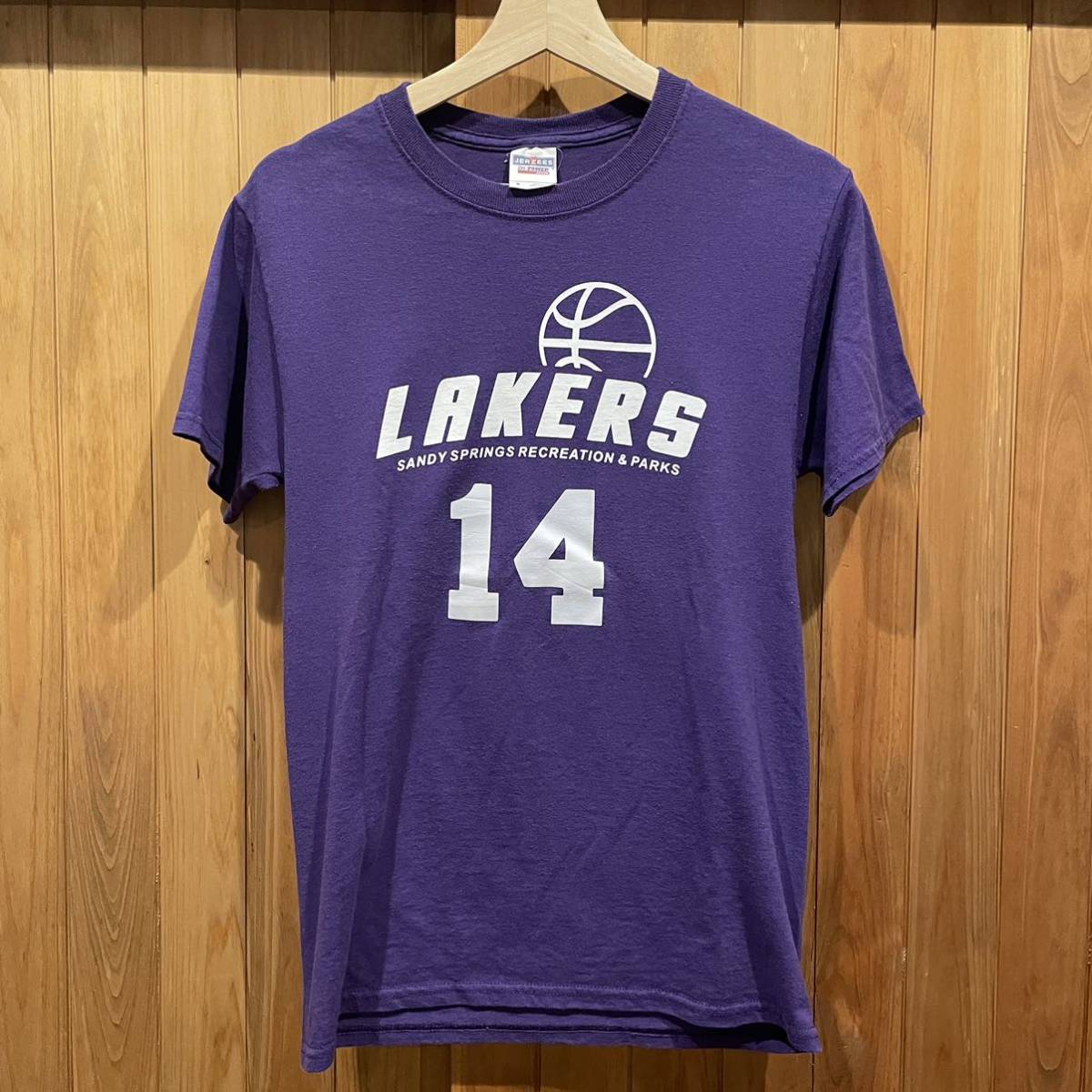 【00s】LAKERS レイカーズ NBA 14 Tシャツ 古着 ヴィンテージ プリントTシャツ ナンバリング バスケットボール バスケ_画像1