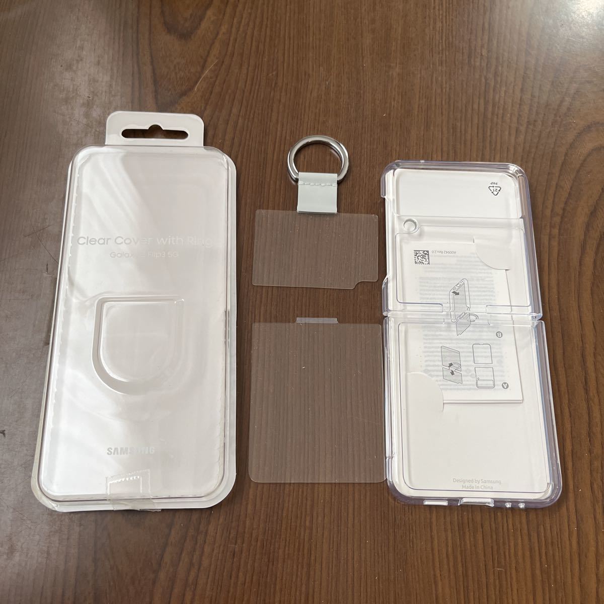 509a2304☆ Samsung Galaxy Z Flip 3 電話ケース リング付きクリア保護カバー 高耐久 耐衝撃 スマートフォンプロテクター 透明の画像1