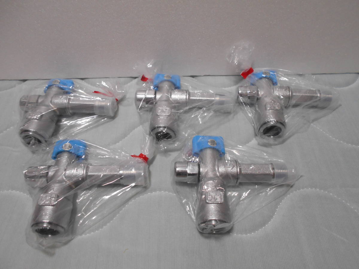 検査口付機器接続ガス栓 L型 10A フレキ配管用 ＬＰガス用　5個セット