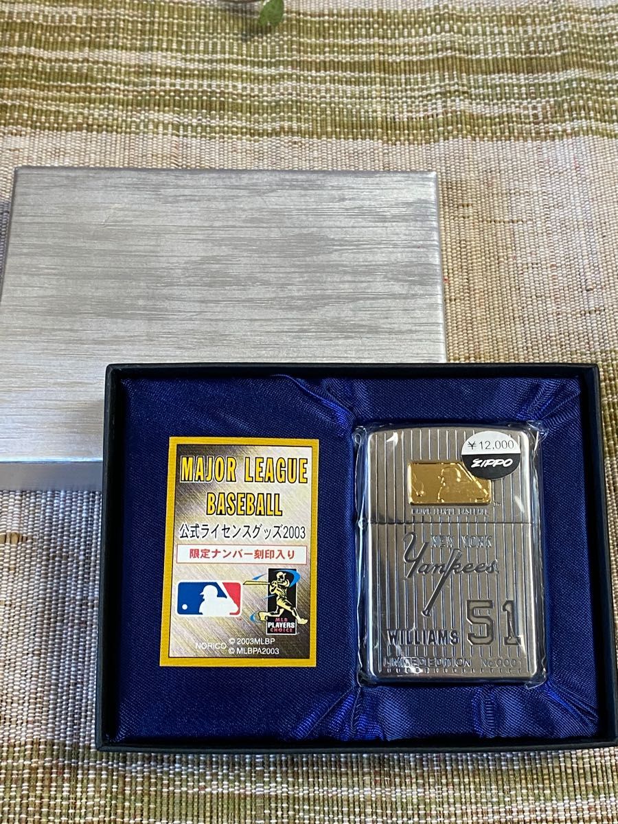 激レア　MLB公式ライセンス限定ZIPPO ヤンキース　バーニーウィリアムス　2003年製　NO.0001 ジッポーオイルライター