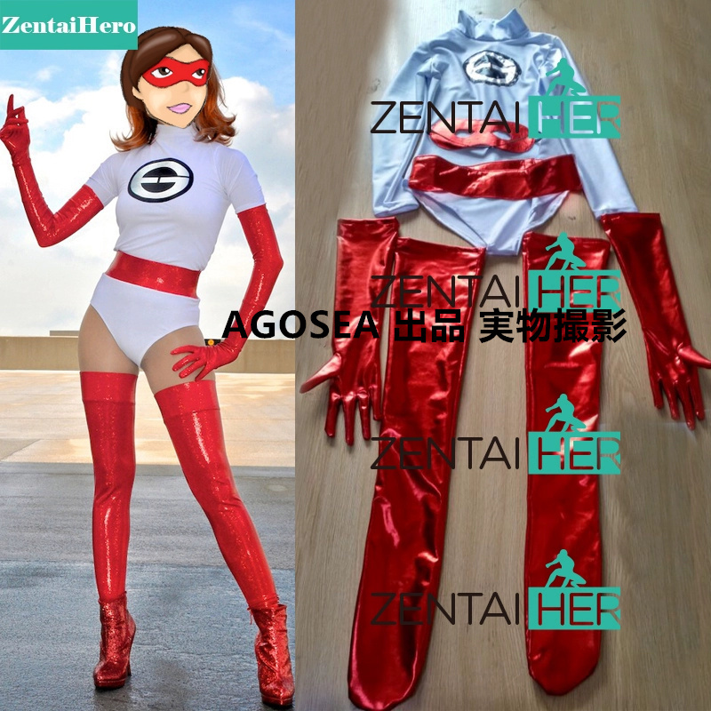 実物撮影！ The Incredibles 女戦士コスプレ衣装 光沢に生地 風