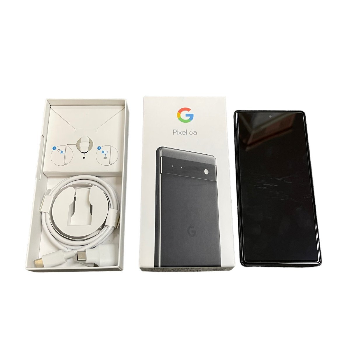 【中古品】 初期化済 Google Pixel6A グーグルピクセル 6A 128GB GB17L ブラック KDDI 判定: 〇 箱有 N44343RLの画像1