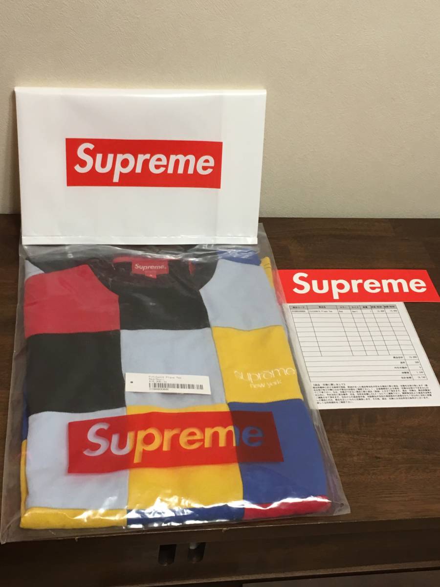 新品未使用 赤S 18aw Supreme Patchwork Pique Tee Red 赤