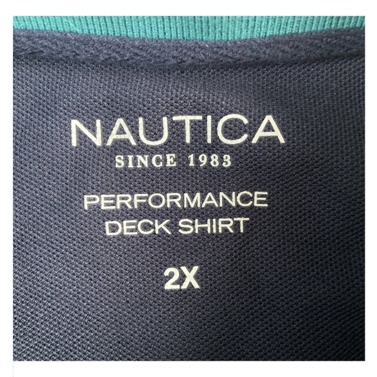 【USED】 ノーティカ NAUTICA ポロシャツ 刺繍ロゴ アメカジ 90's USA 古着 ターコイズ 2XL ☆送料無料☆_画像8