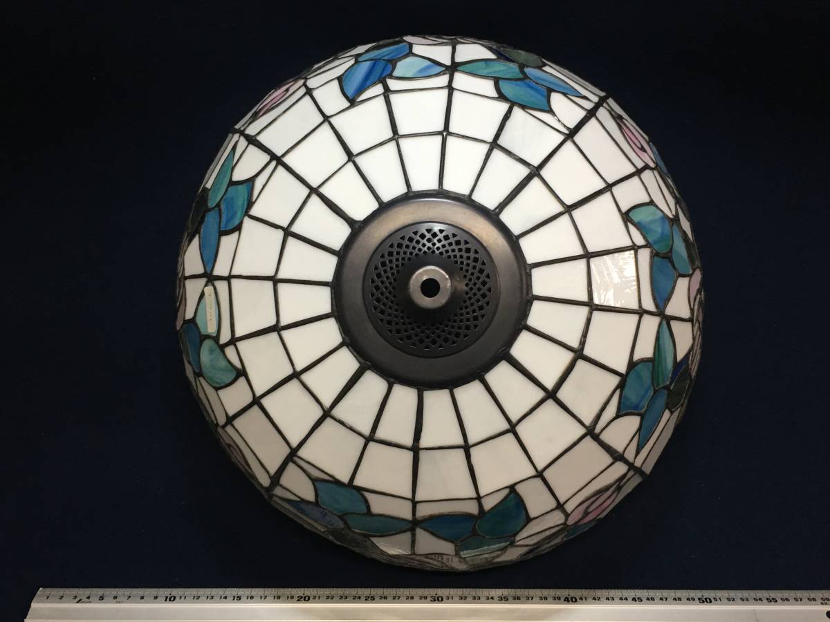 *[ excellent article .]* diameter 42cm beautiful eyes stained glass lamp shade glass hanging lowering lighting electro- umbrella electro- . lamp . umbrella floral print pattern antique rare article 