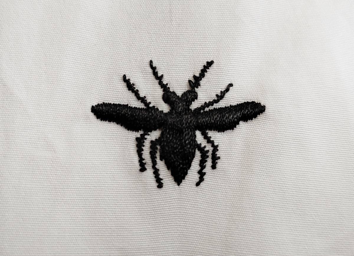 エディ期 Dior HOMME ディオールオム シャツ BEE刺繍 蜂 コットン 長袖 コットン 白 ホワイト 37 イタリア製 ★9