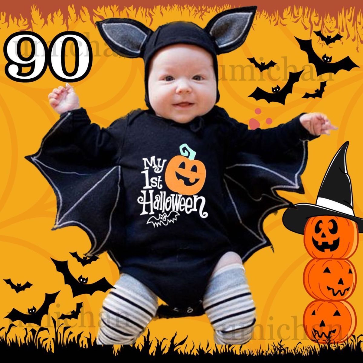 70 こうもり ハロウィン 子供 デビル ベビー ロンパース コスプレ