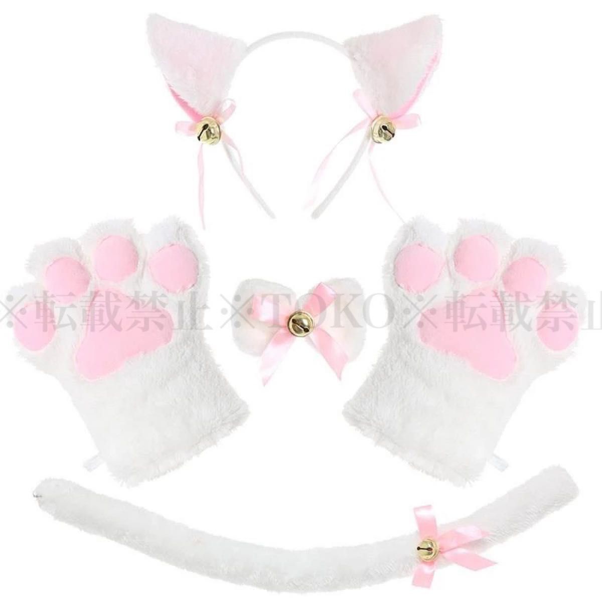 コスプレ 仮装 猫 猫耳 ネコミミ 白 カチューシャ 手袋 肉球 しっぽ クリスマス