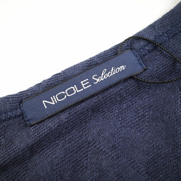 新品1円～★ニコル セレクション NICOLE selection メンズ 日本製 コットン綿 半袖 Vネックデザインカットソー 48 L ネイビー 紺 ◆8876◆_画像7