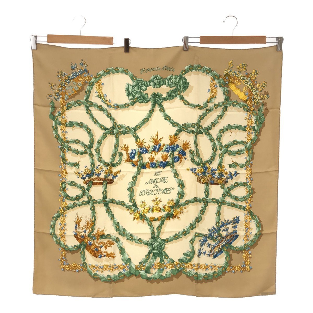 質屋 エルメス HERMES カレ90 春の祭典 LE Sacre du PRINTEMPS シルク スカーフ ベージュ eco228 みいち質店_画像1