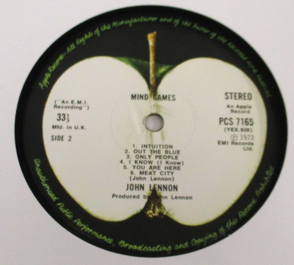 ☆彡 英國盤 John Lennon Mind Games [ UK ORIG '73 Apple Records PCS 7165 ] MAT 1/ 1_画像9