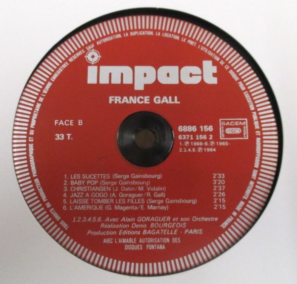 (^^)/ FRANCE GALL [ FRANCE Impact 6886 156] Enregistrements Originaux_画像4