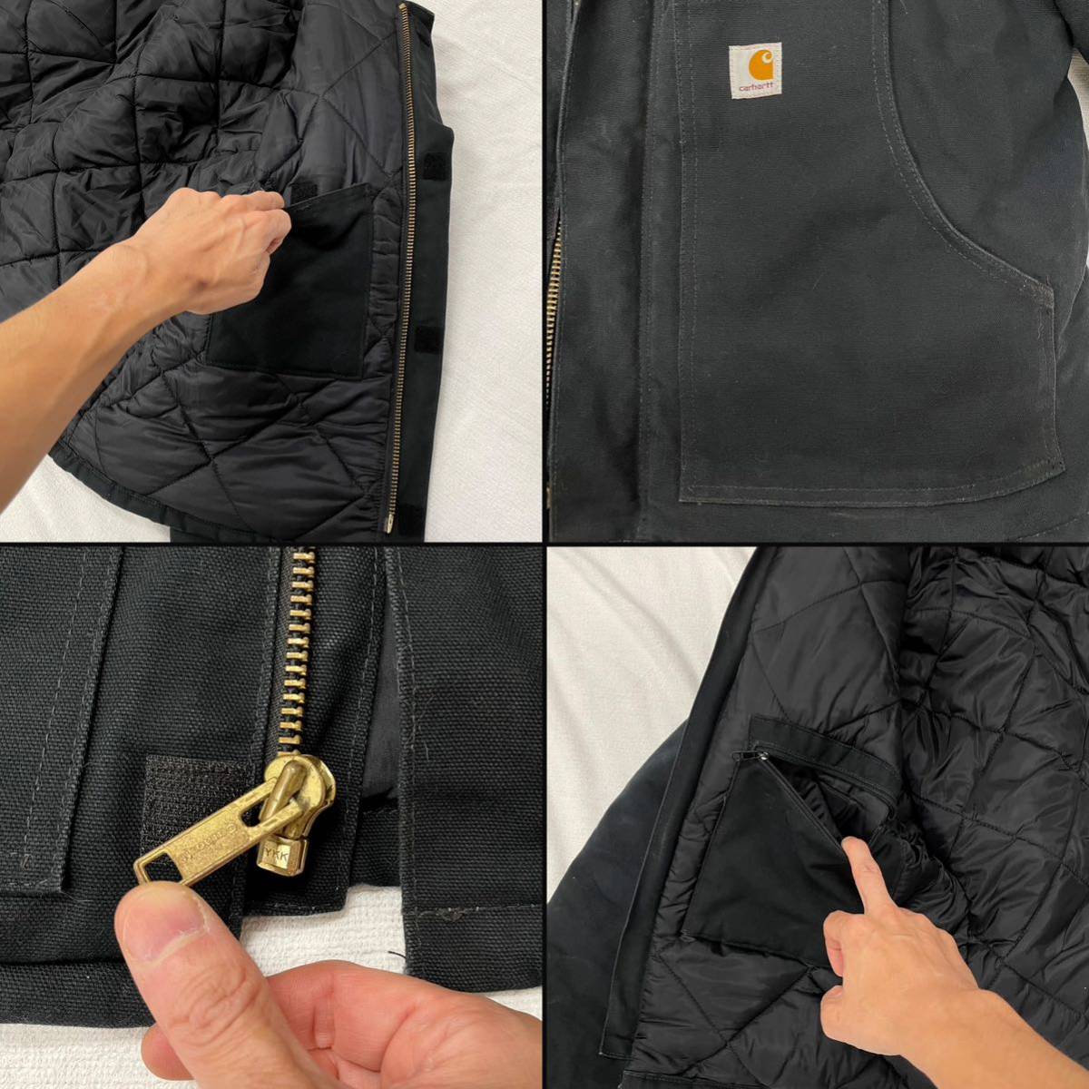 90sカーハート carhartt デトロイトジャケット Detroit Jacket メキシコ製 USA 企画 黒J02 ダック アクティブ ジャケット カバーオール XL_画像8