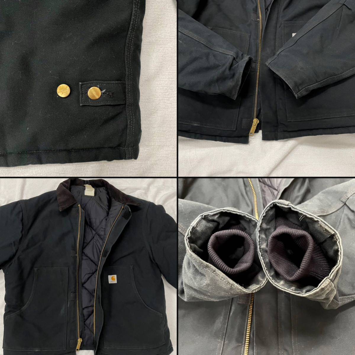 90sカーハート carhartt デトロイトジャケット Detroit Jacket メキシコ製 USA 企画 黒J02 ダック アクティブ ジャケット カバーオール XL_画像7