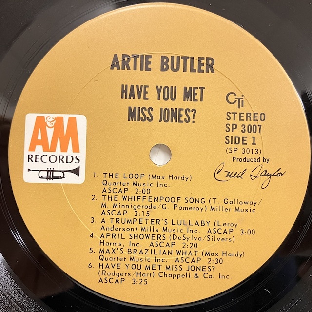 ■即決 FUSION Artie Butler / Have You Met Miss Jones sp3007 jf32697 米オリジナル、Vangelder刻印 アーティ・バトラー_画像2