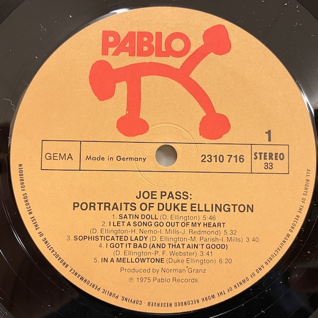 ■即決 JAZZ Joe Pass / Portraits of Duke Ellington 2310716 ej3772 独オリジナル ジョー・パス_画像3