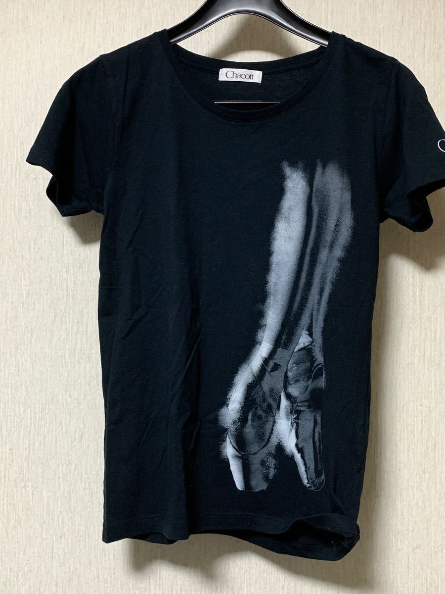 チャコット　K-BALLET コラボ　熊川哲也　Tシャツ　ポアント柄　ブラック　M USED