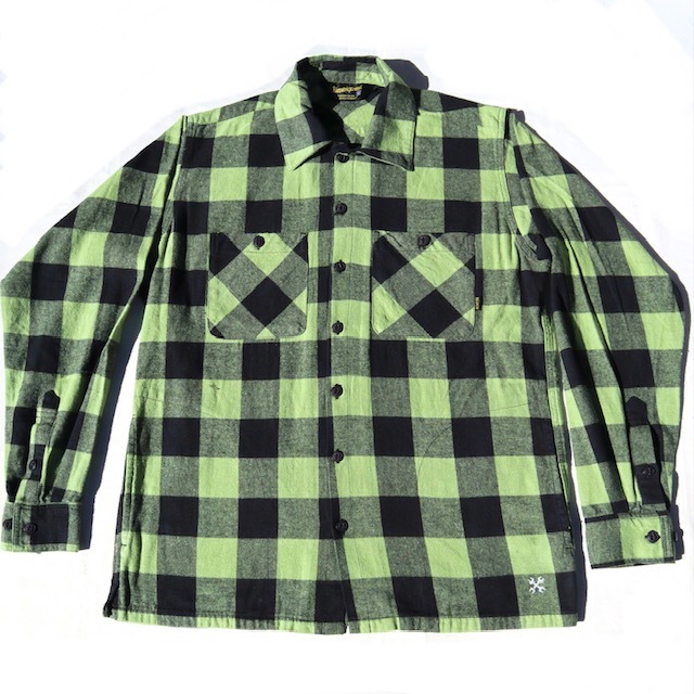 Mサイズ BLUCO ブルコ ネルシャツ バッファローチェック BUFFALO FLANNEL SHIRTS オリーブ 1148_画像1