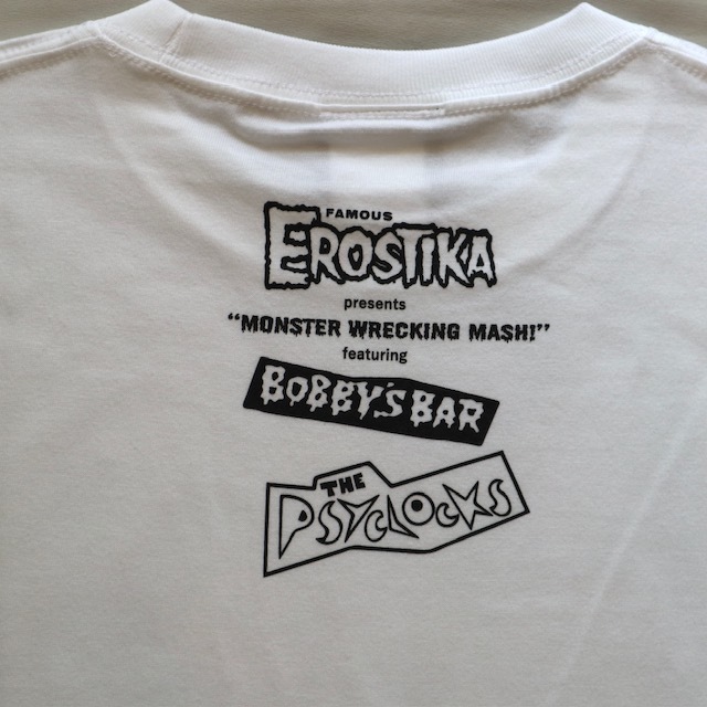 Lサイズ ロッキンジェリービーン EROSTIKA MONSTER WRECKING MASH! Tシャツ 白色ピンクロゴ RockinJerryBean_画像3