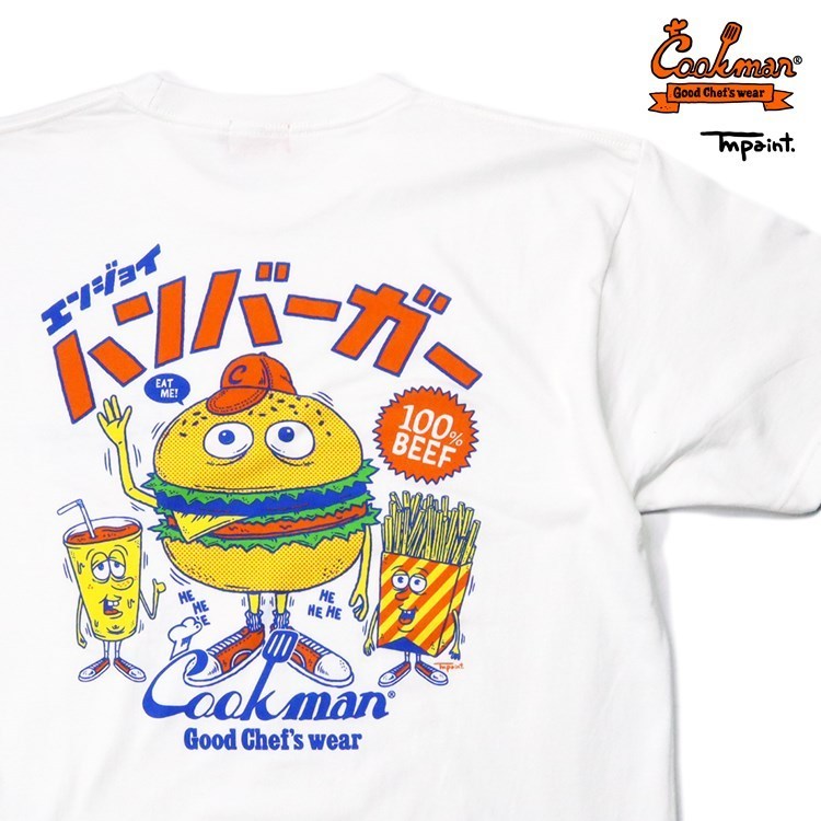 Lサイズ Cookman クックマン TM Paint Burger ハンバーガー Tシャツ ホワイトの画像1