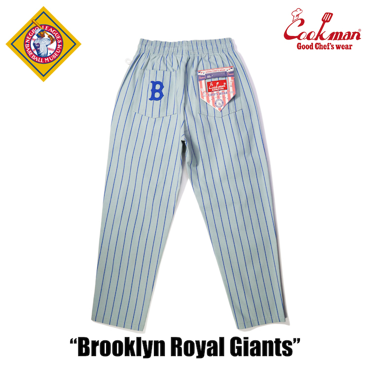 ヘルメット付 Lサイズ Brooklyn Royal Giants クックマン シェフパンツ グレー ストライプ COOKMAN Ballpark Collection Chef Pants_画像3