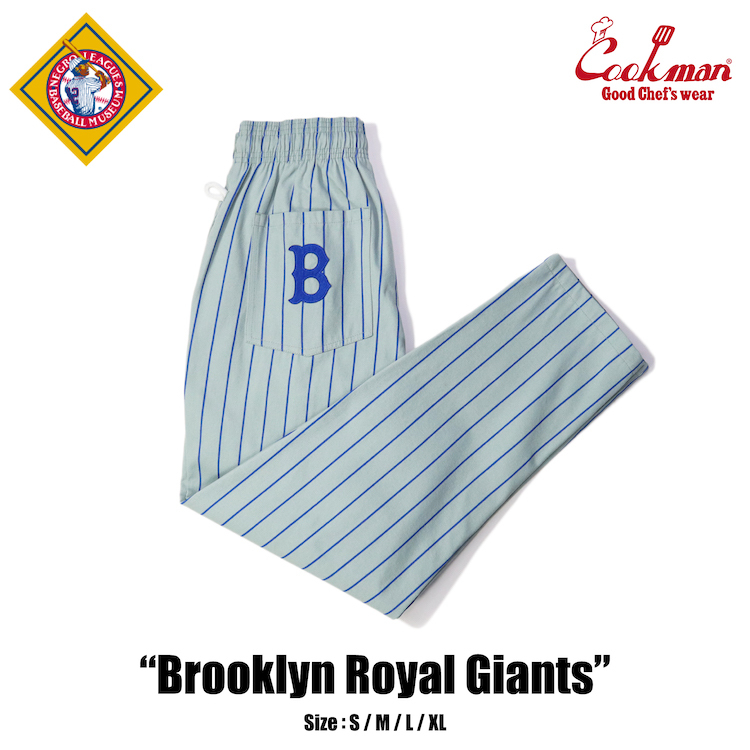 ヘルメット付 Lサイズ Brooklyn Royal Giants クックマン シェフパンツ グレー ストライプ COOKMAN Ballpark Collection Chef Pants_画像2