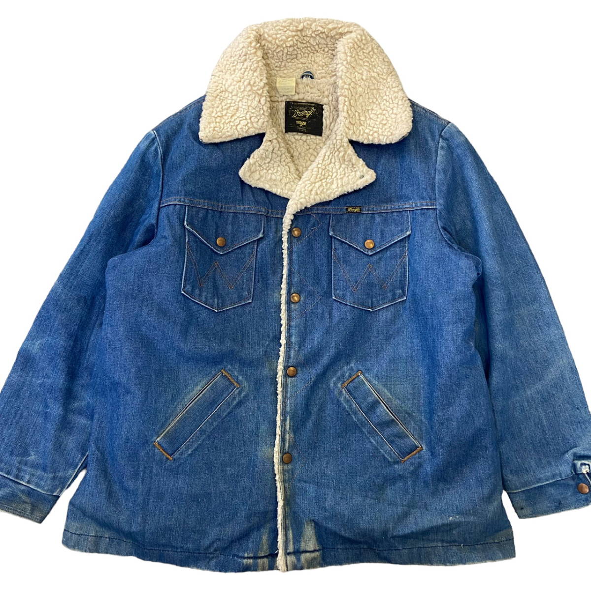 70s USA製 Wrangler Wrange Coat デニム ボア ジャケット XL ラングラー ランチコート 70年代 ヴィンテージ_画像1