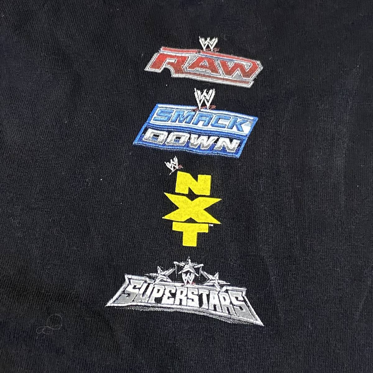 00s WWE プロレス ロゴ Tシャツ 2008年製 XL ブラック SmackDown RAW NXT SUPERSTARS イベント 格闘技 アメプロ WCW WWF_画像4