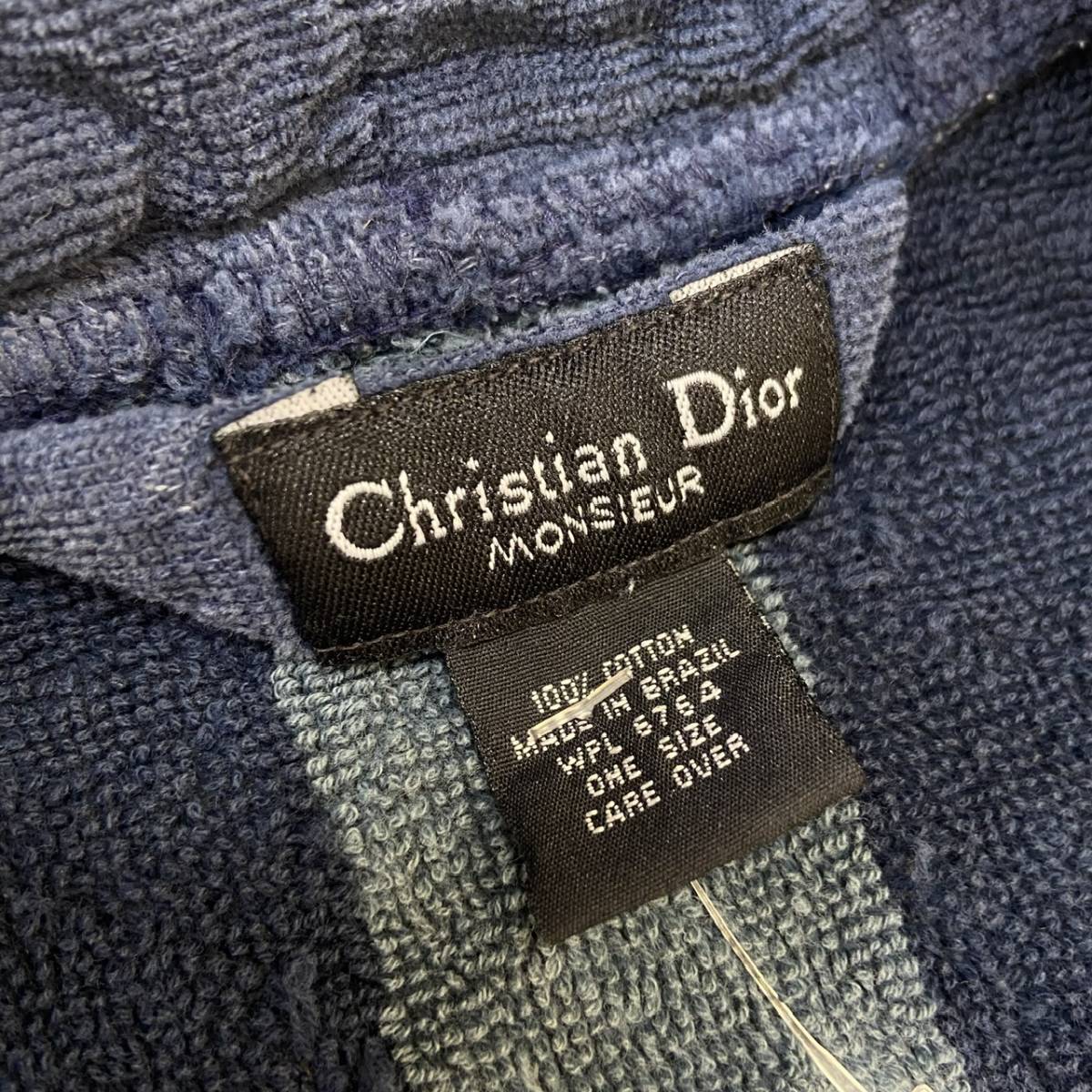 80s Christian Dior MONSIEUR パイル バスローブ ガウン ONE SIZE ストライプ コート ロング丈 クリスチャン ディオール ヴィンテージ_画像3