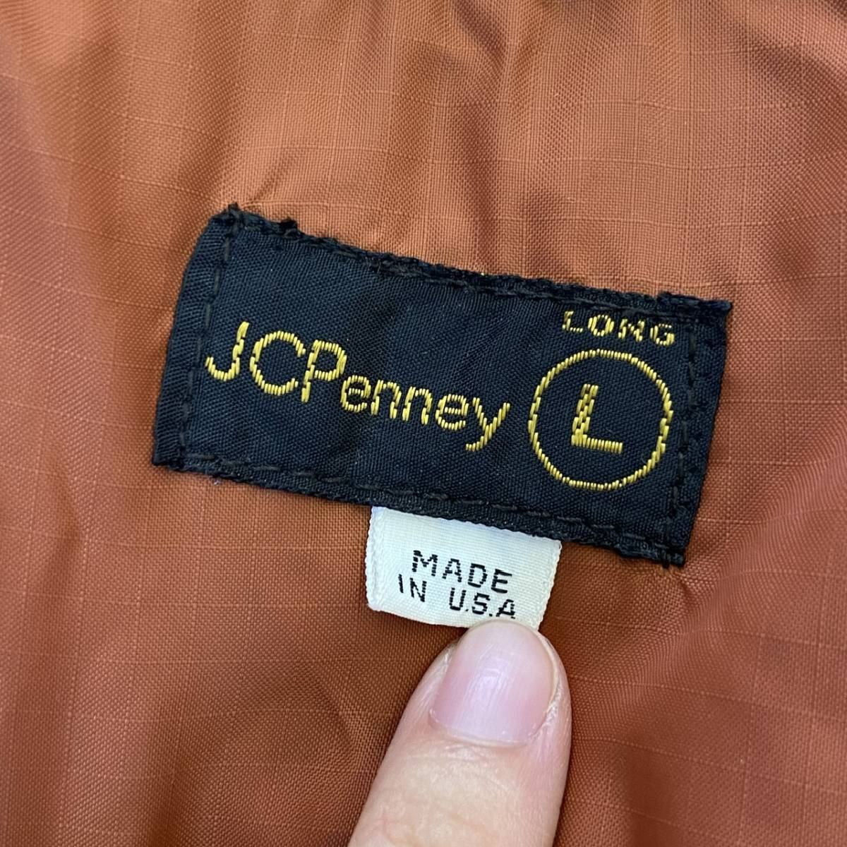 70s USA製 JC Penny ダウンジャケット L ベージュ フード取り外し JCペニー ストアブランド ジャケット コート ヴィンテージ _画像4