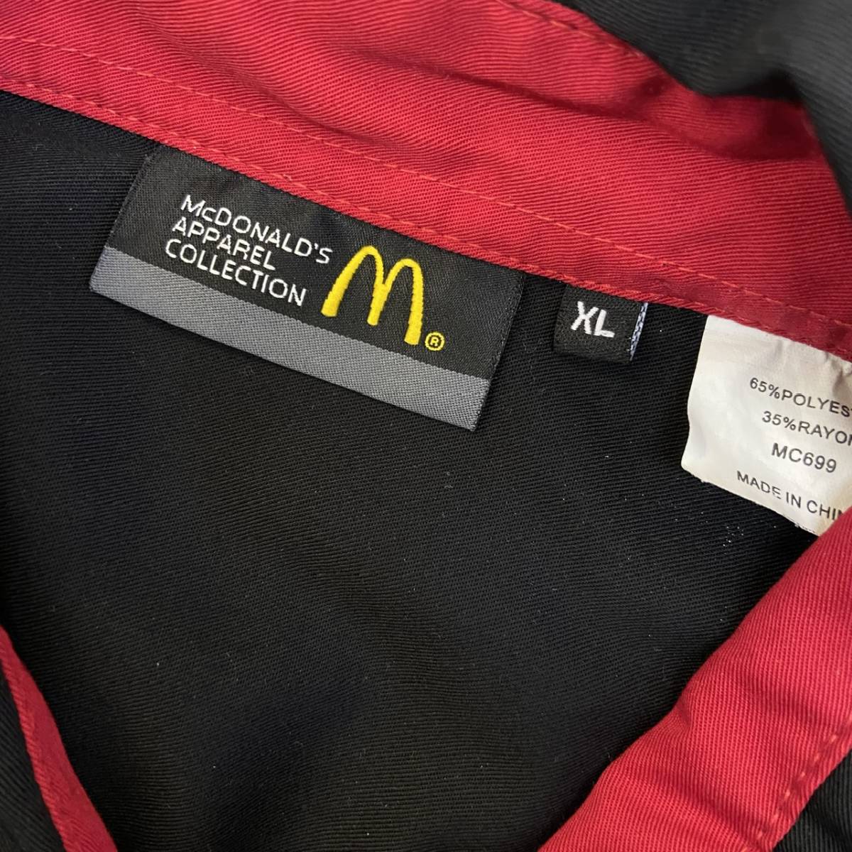  McDonald Apparel Collection 半袖 ボタンシャツ XL ブラック ワークシャツ シャツ 企業 ワンポイント ロゴ 刺繍 マクドナルド _画像4