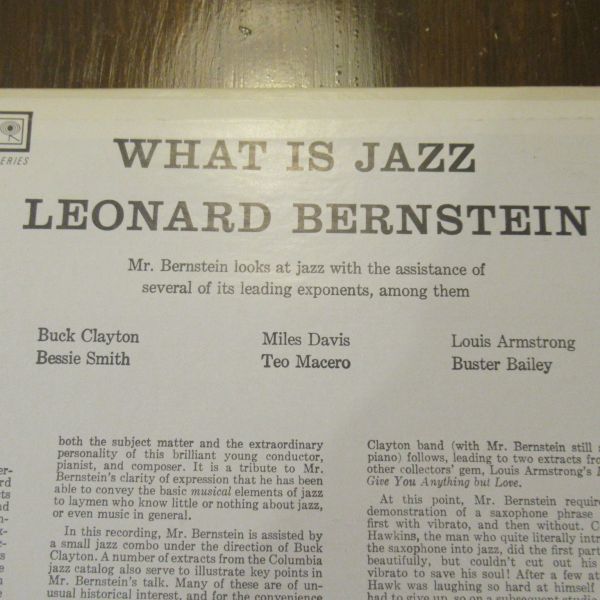 JAZZ LP/US ORIG.美品/Spoken Word/Leonard Bernstein - What Is Jazz/A-10956_画像3