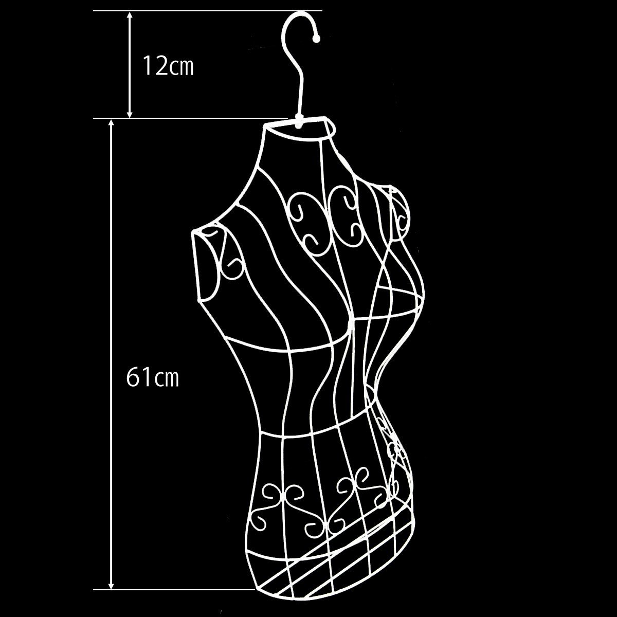 ワイヤートルソー ハンガータイプ 白 壁掛け アイアン ハーフトルソー/12_画像3