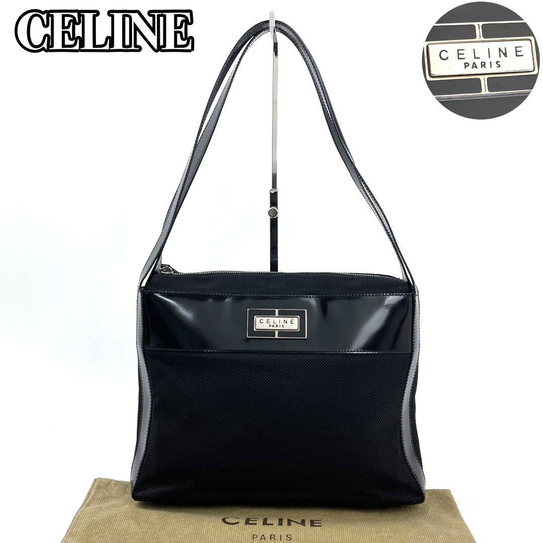 極美品】CELINE セリーヌ ショルダーバッグ トートバッグ ロゴ型押し-