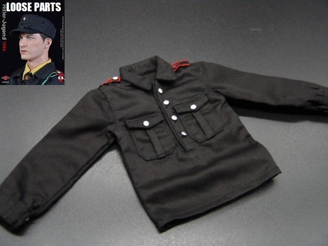 【 HJ 】1/6ドールパーツ：UJINDOU製：WWII ヒトラーユーゲント 黒色プルオーバーシャツ_1/6スケールHJ黒色プルオーバーシャツ