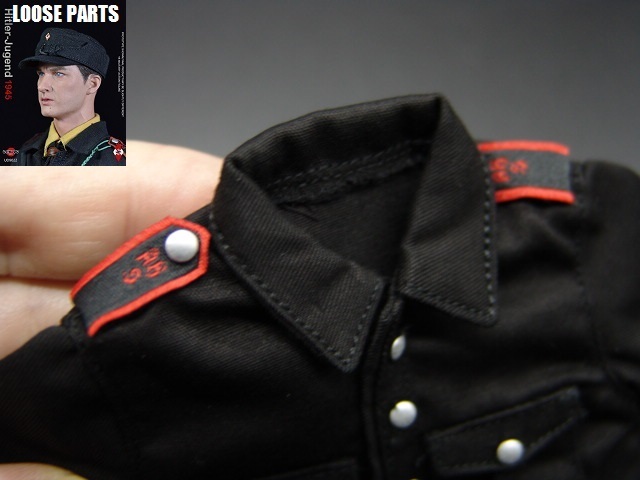 【 HJ 】1/6ドールパーツ：UJINDOU製：WWII ヒトラーユーゲント 黒色プルオーバーシャツ_肩章が付属します