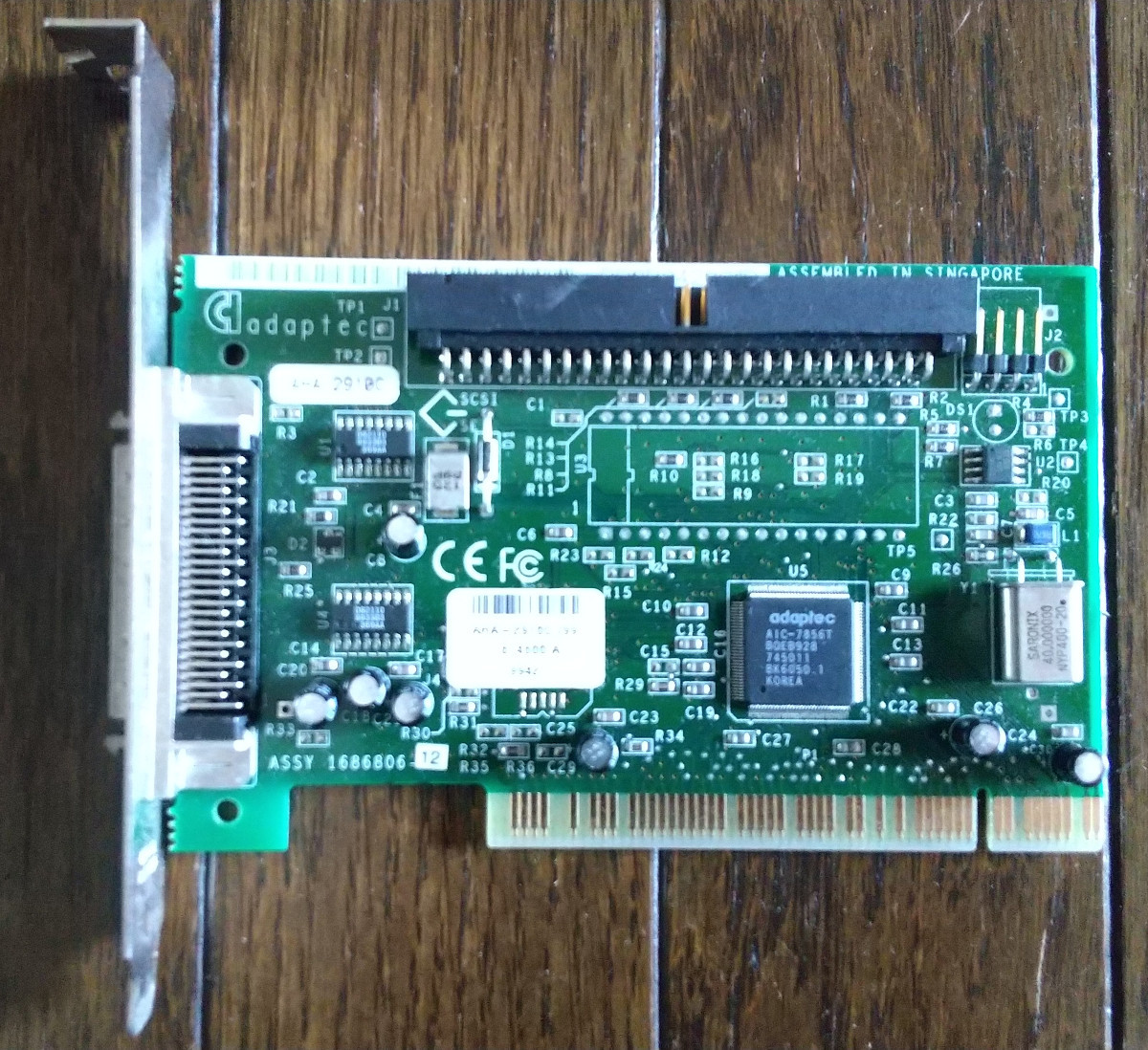 【動作確認済】Adaptec AHA-2910C SCSIカード セントロニクスハーフ50-pinオス(外部) 50-pinコネクター(内部) 説明書付き_画像1