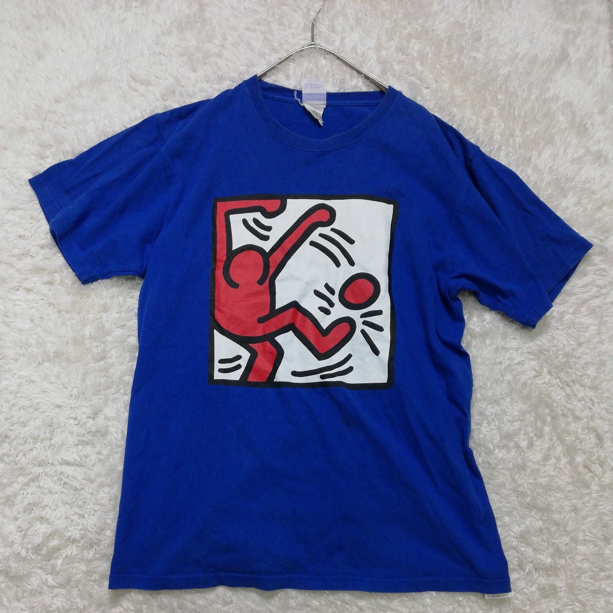 Tシャツ　サッカー　フットサル　レイジブルー　キースヘリング　青　ブラジル　2014　L 半袖Tシャツ_画像1