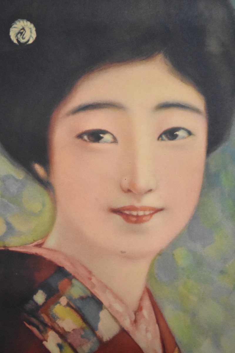 旧家初だし 戦前 白鶴 美人画 ポスター 看板 広告 61×92cm 企業物 印刷物 レトロ 大正ロマン モダン アールデコ RJ-369G/111_画像3