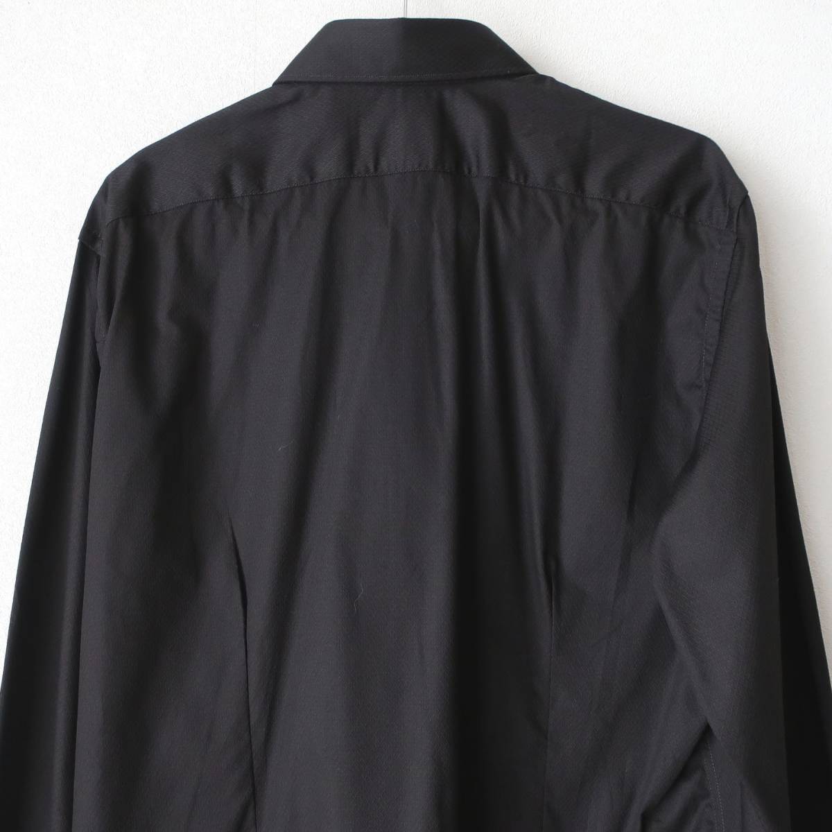 新品 未使用 BAGUTTA バグッタ 最高級 メンズ ドレスシャツ 織柄 シャドー柄 長袖シャツ ボタン シャツ 黒 ブラック 42 XL ～ 2XL 2L 3L_画像4