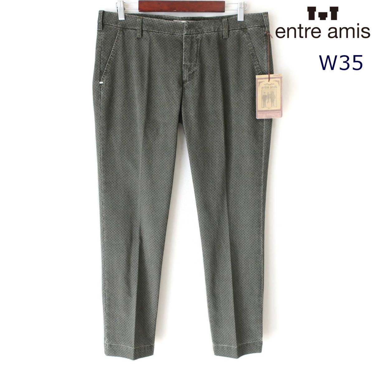  new goods unused Anne to rare mientre amis stretch chinos tapered slim slacks pants total pattern gray men's W35 XL size 