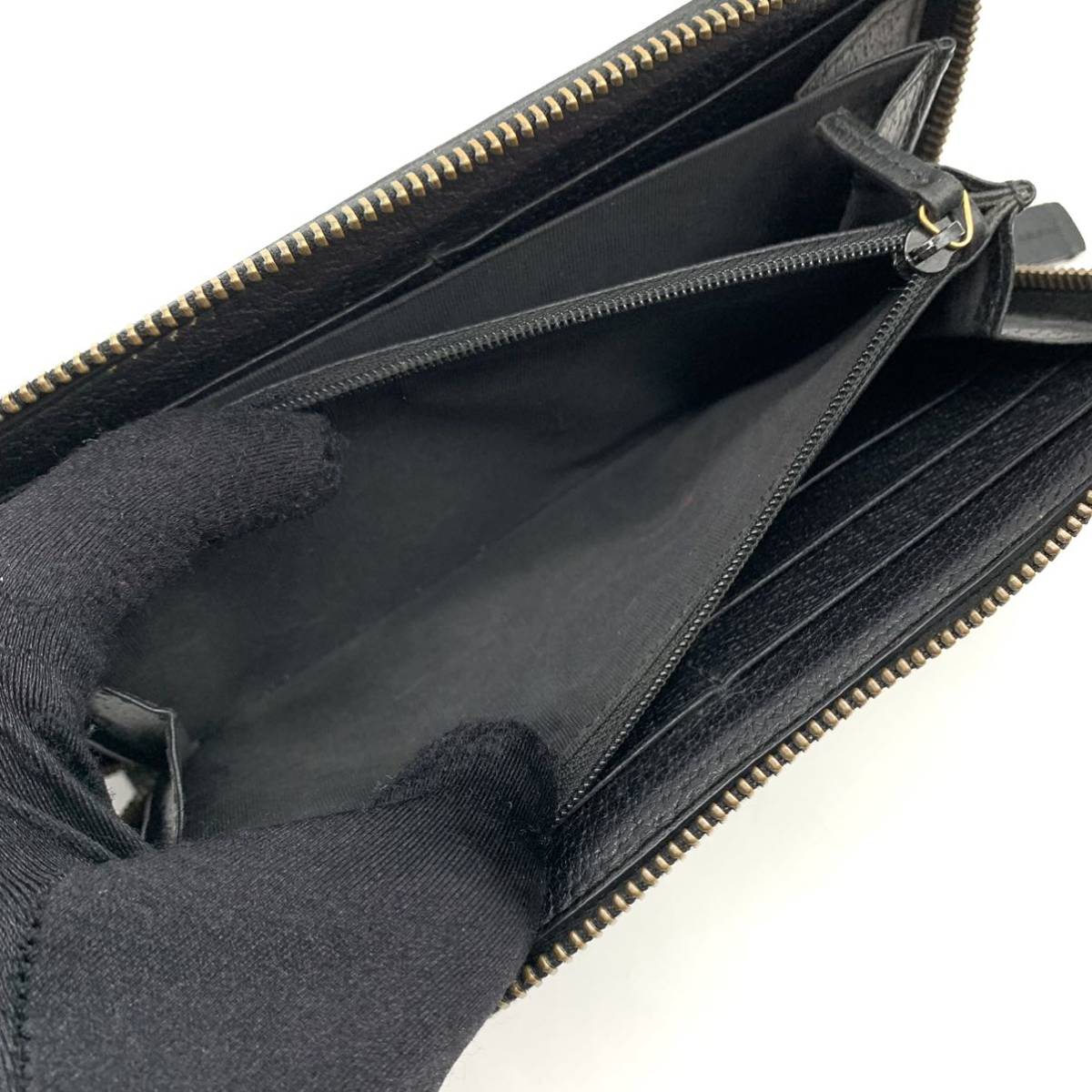 1円○美品○GUCCI グッチ アニマリエ ビー ラウンドファスナー長財布