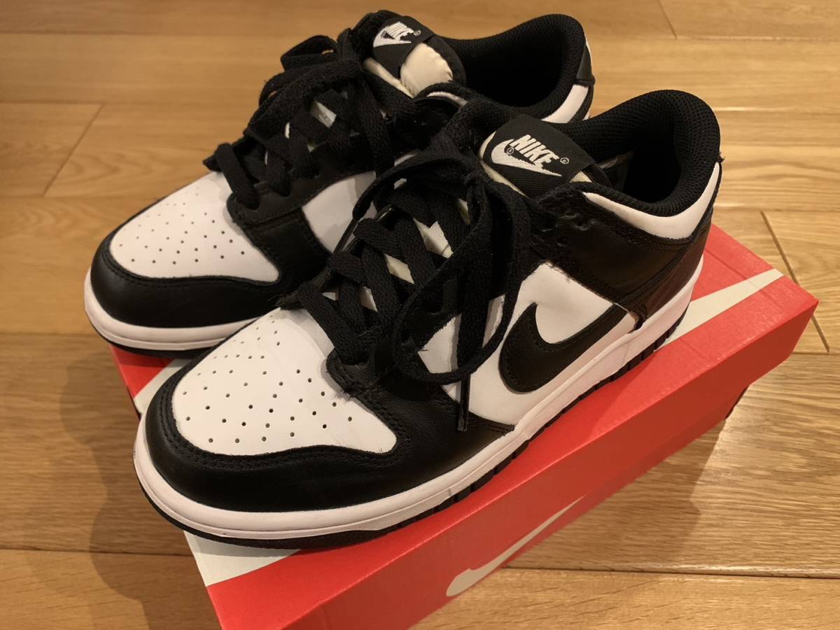 NIKE DUNK LOW GS ナイキ ダンク ローカット WHITE/BLACK-WHITE ホワイト/ブラック パンダ 24.5cm 美品_画像1