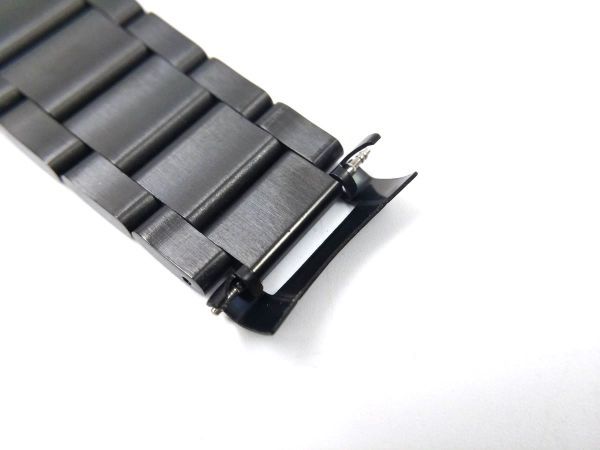 腕時計ステンレス ベルト 弓カン バンド 観音開きバックル 両開き プッシュ式 ブラック 22mm_画像5