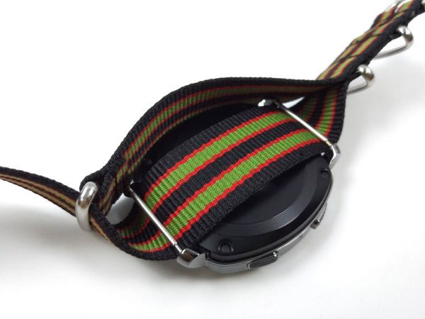  nylon made military strap cloth belt nato type wristwatch black red green stripe 20mm