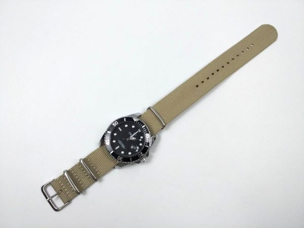 ナイロン製ミリタリーストラップ natoタイプ 布ベルト 腕時計 ベージュ 24mmの画像3